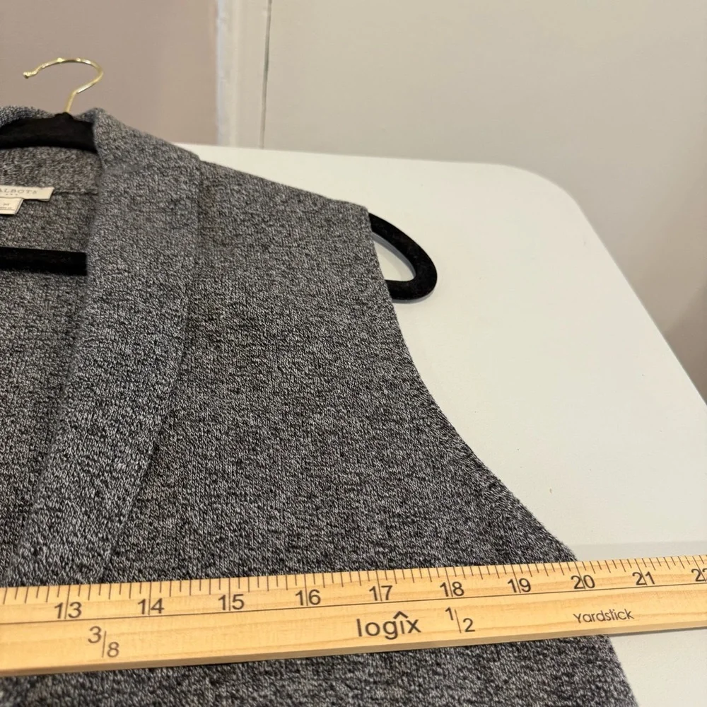 Talbots Shawl Collar Sleeveless Cardigan Women's Size M Open Front Pockets Gray - Picture 10 of 10
